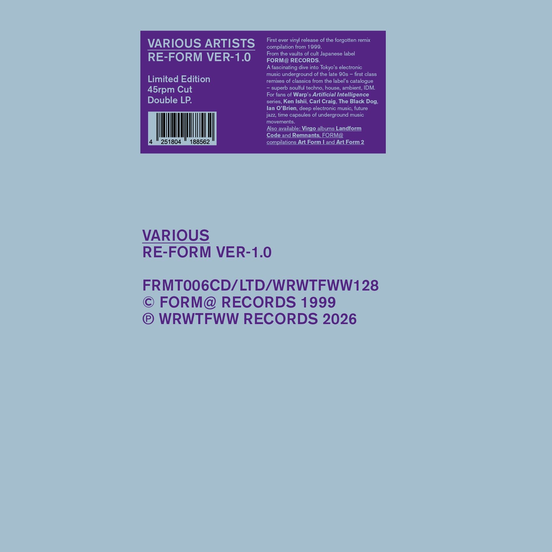 Various - Re-Form Ver-1.0 – Passenger Seat Records