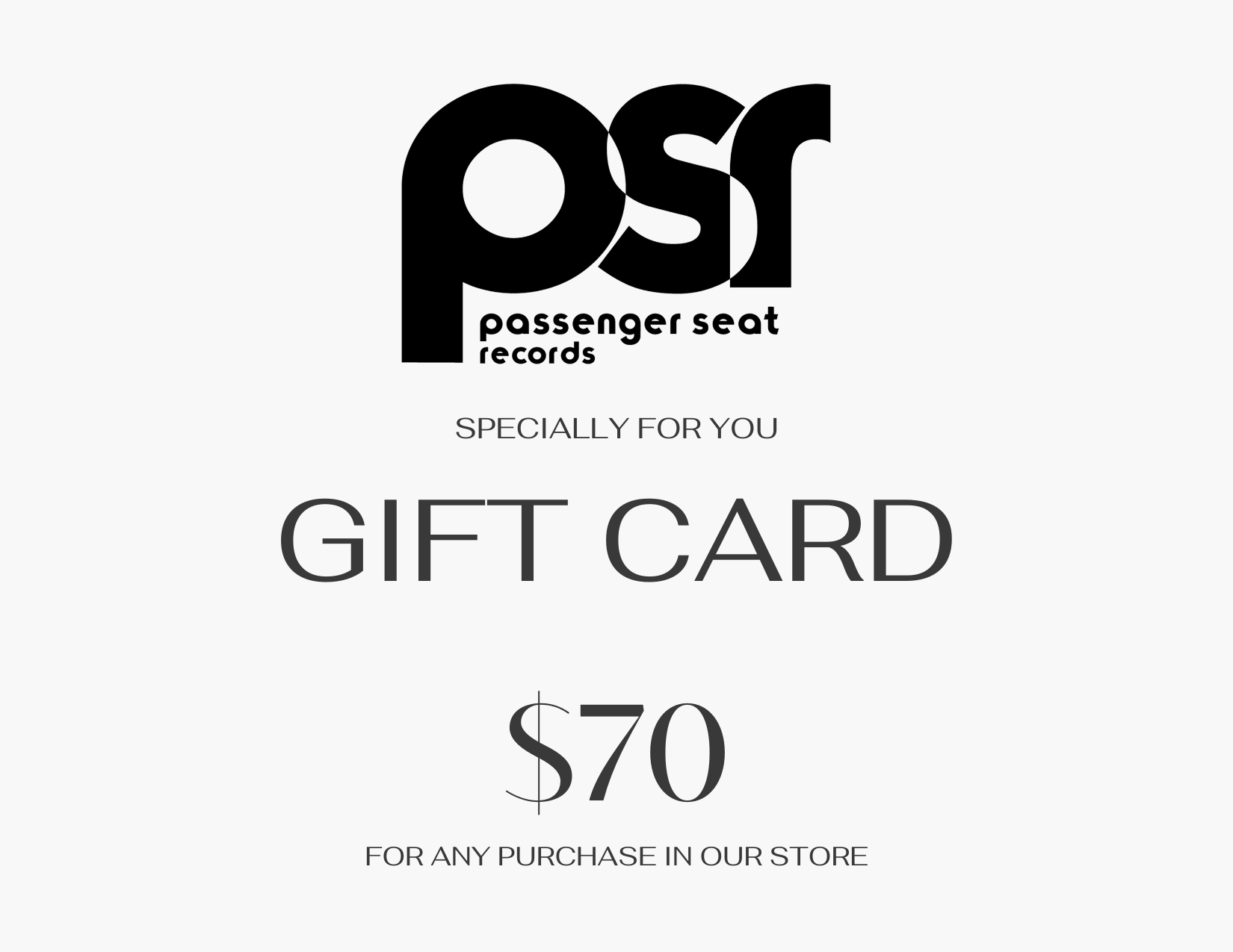 PASSENGER SEAT RECORDS E-GIFT CARD